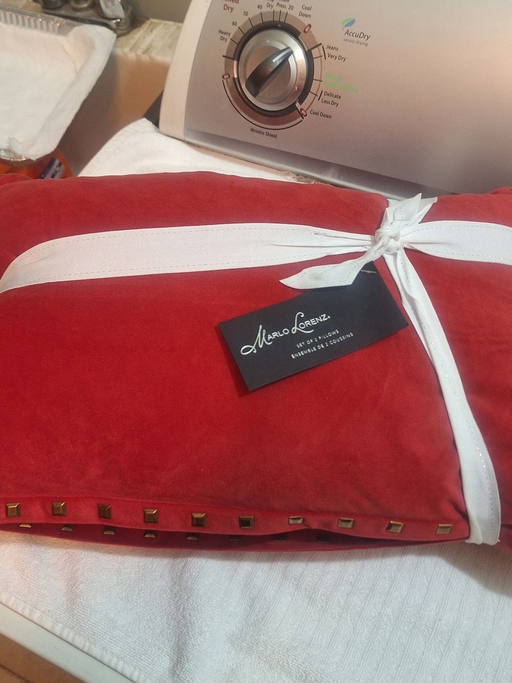 2 Marlo Lorenz Red Velvet Holiday Pillows